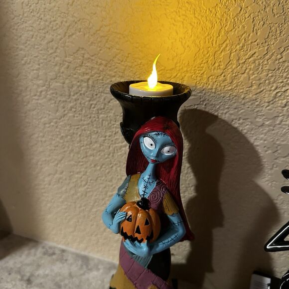 Disney Nightmare Before Christmas Jack & Sally LED Candle Holder Set 11” NWT - Picture 2 of 9